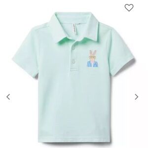 Janie and Jack pastel green Easter bunny polo shirt